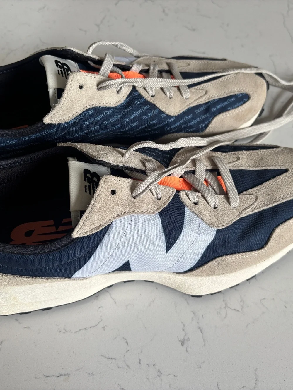 New Balance 327 Men's Outerspace (Navy, Beige & Orange Casual Runner)